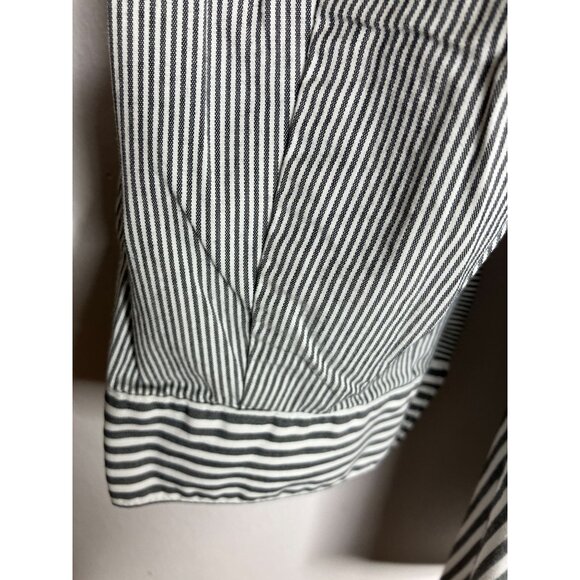 J Jill Womens XL Striped Button Down Gray White Long Sleeve Shirt - Picture 2 of 9